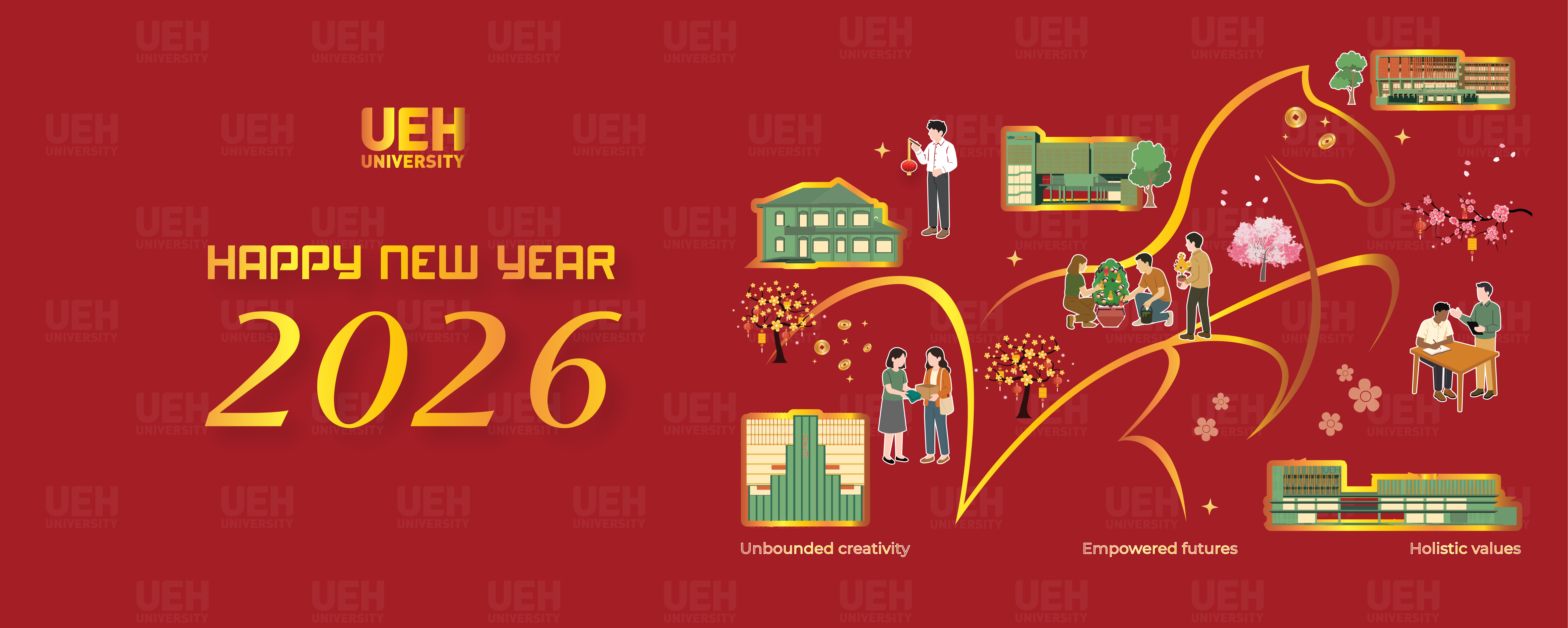 New Year Greetings 2026 - Year of the Horse: Celebrating the 50th Anniversary of the University of Economics Ho Chi Minh City (UEH)