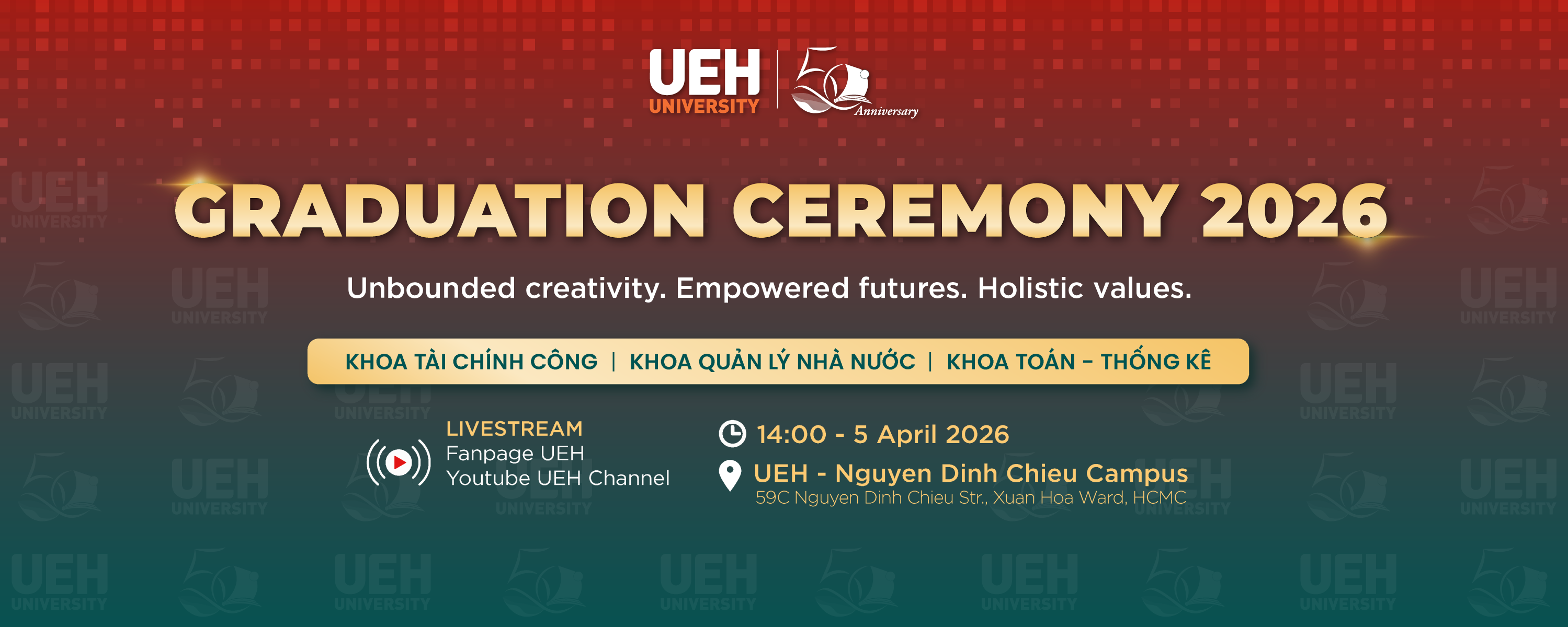 [LIVE] Lễ Tốt nghiệp UEH Khoa Tài chính công, Khoa Quản lý nhà nước và Khoa Toán - Thống kê 