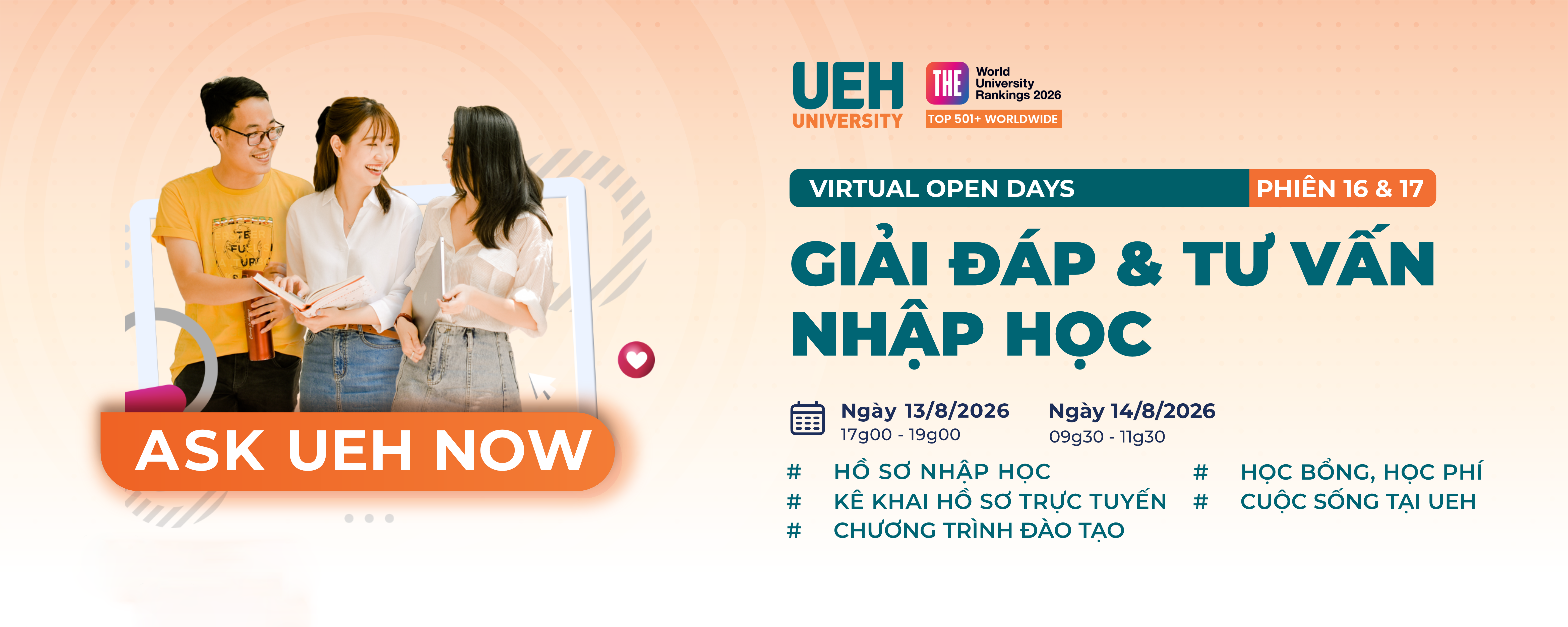 [LIVE] [VIRTUAL OPEN DAYS 2026] Phiên: Giải đáp & Tư vấn Nhập học - Vững vàng hành trang, tự tin trở thành UEHers! 
