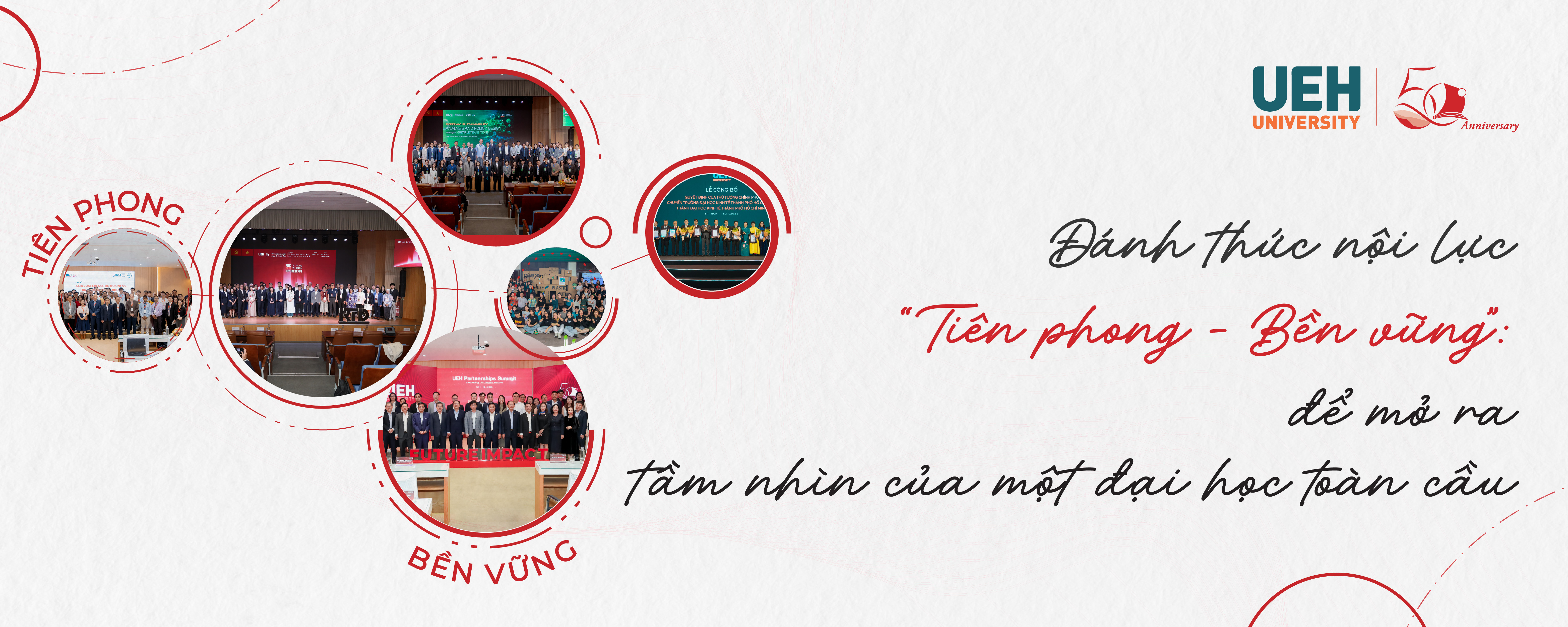 [UEH 50 năm] Đánh thức nội lực “Tiên phong - Bền vững” để mở ra  tầm nhìn của một đại học toàn cầu
