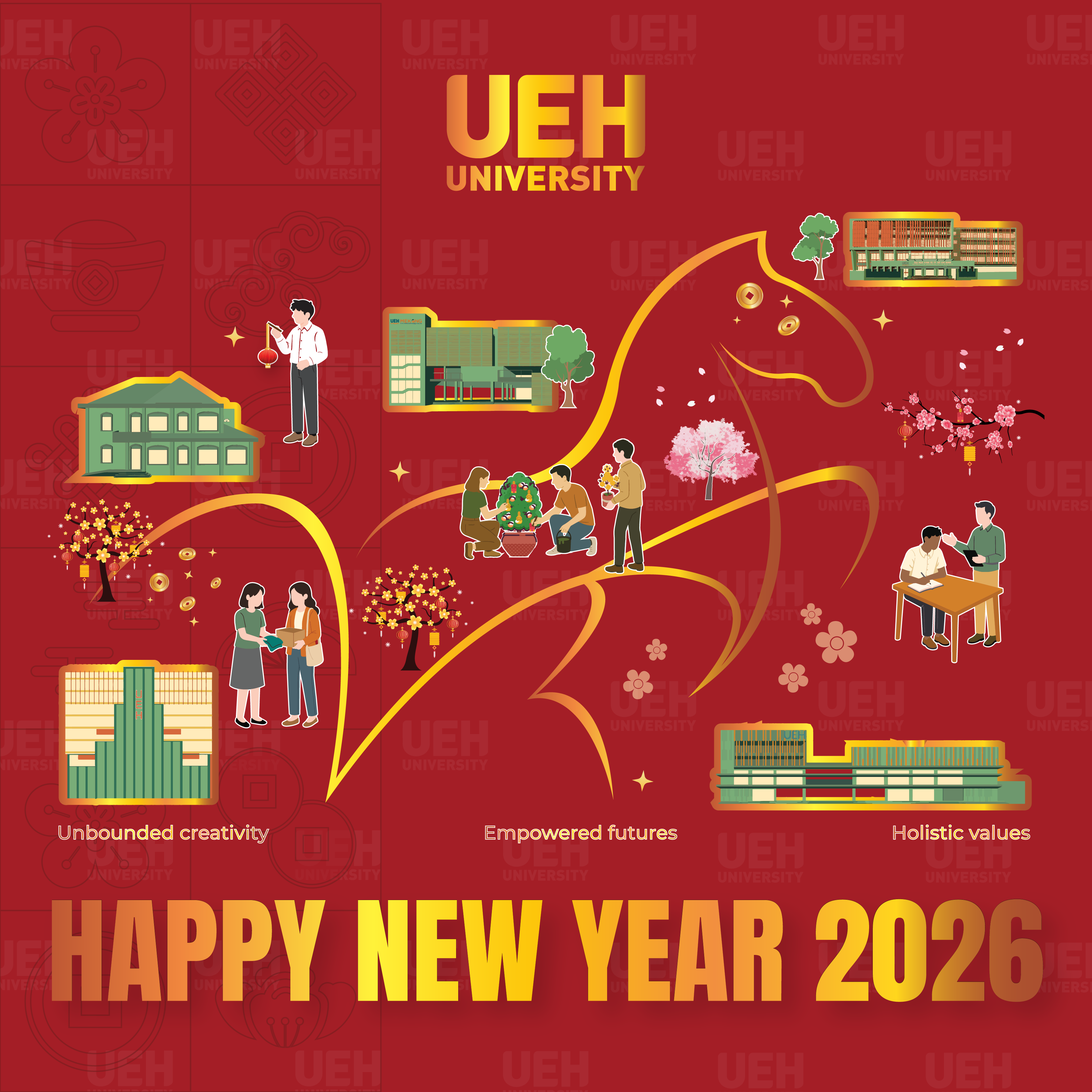 New Year Greetings 2026 - Year of the Horse: Celebrating the 50th Anniversary of the University of Economics Ho Chi Minh City (UEH)